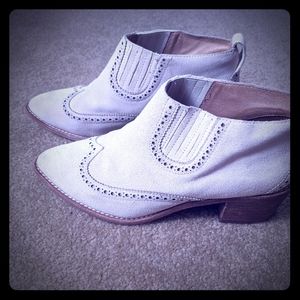 Cream suede Madewell ankle booties